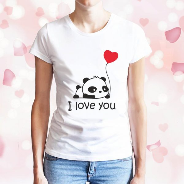 chica pandas enamorados i love you camiseta