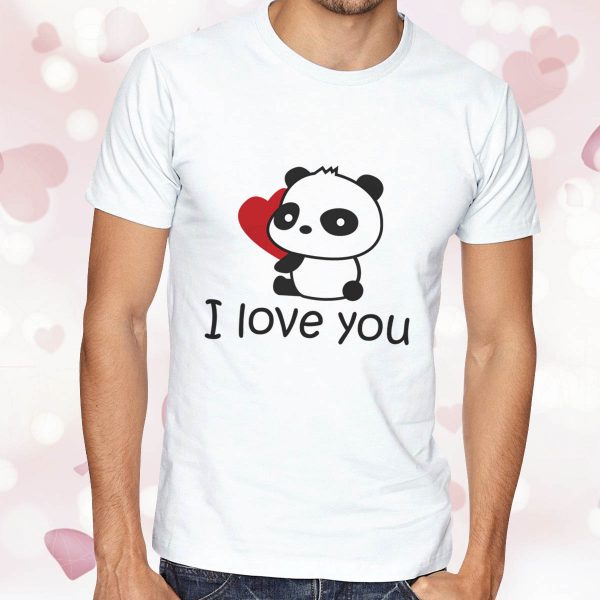 chico pandas enamorados i love you camiseta